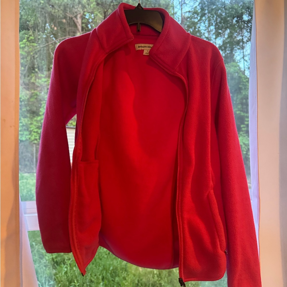 Amazon Essentials Red Fleece Jacket High Collar C… - image 1